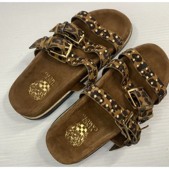Vince Camuto Women’s Buckle Slides Sandals Animal Print Ciandra Worn little 6.5 - Picture 3 of 13